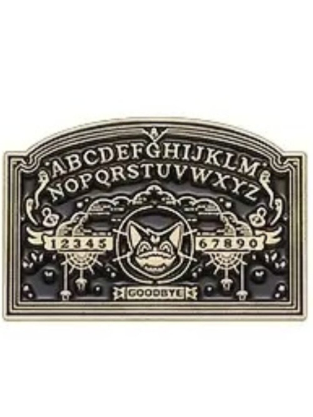 Ouija Board Rectangle Gold Tone Black Enamel Pin Cat